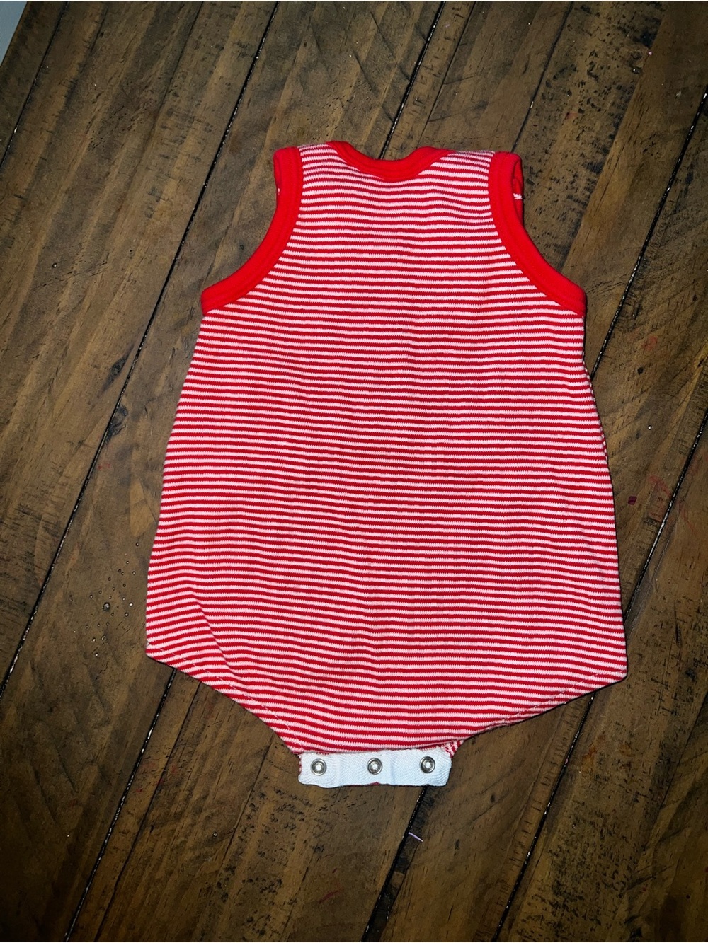 Vintage Baby Red Striped Nautical Romper with Sailboat & Bear - Picture 2 of 4